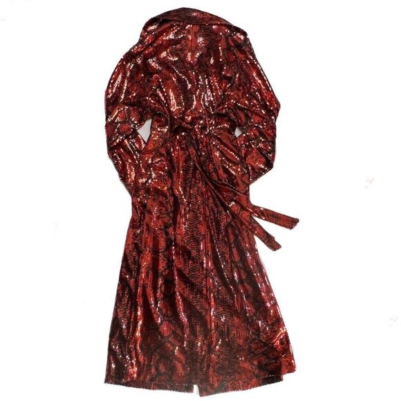 Adidas x Ivy Park Snake Print Sequin Duster Coat Red V Necl Womens M NWT Holiday - Picture 8 of 16